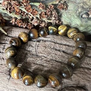 Tiger’s Eye New Natural Stone Bracelet Beaded Unisex Stretchy 10mm 17cms 6.7”